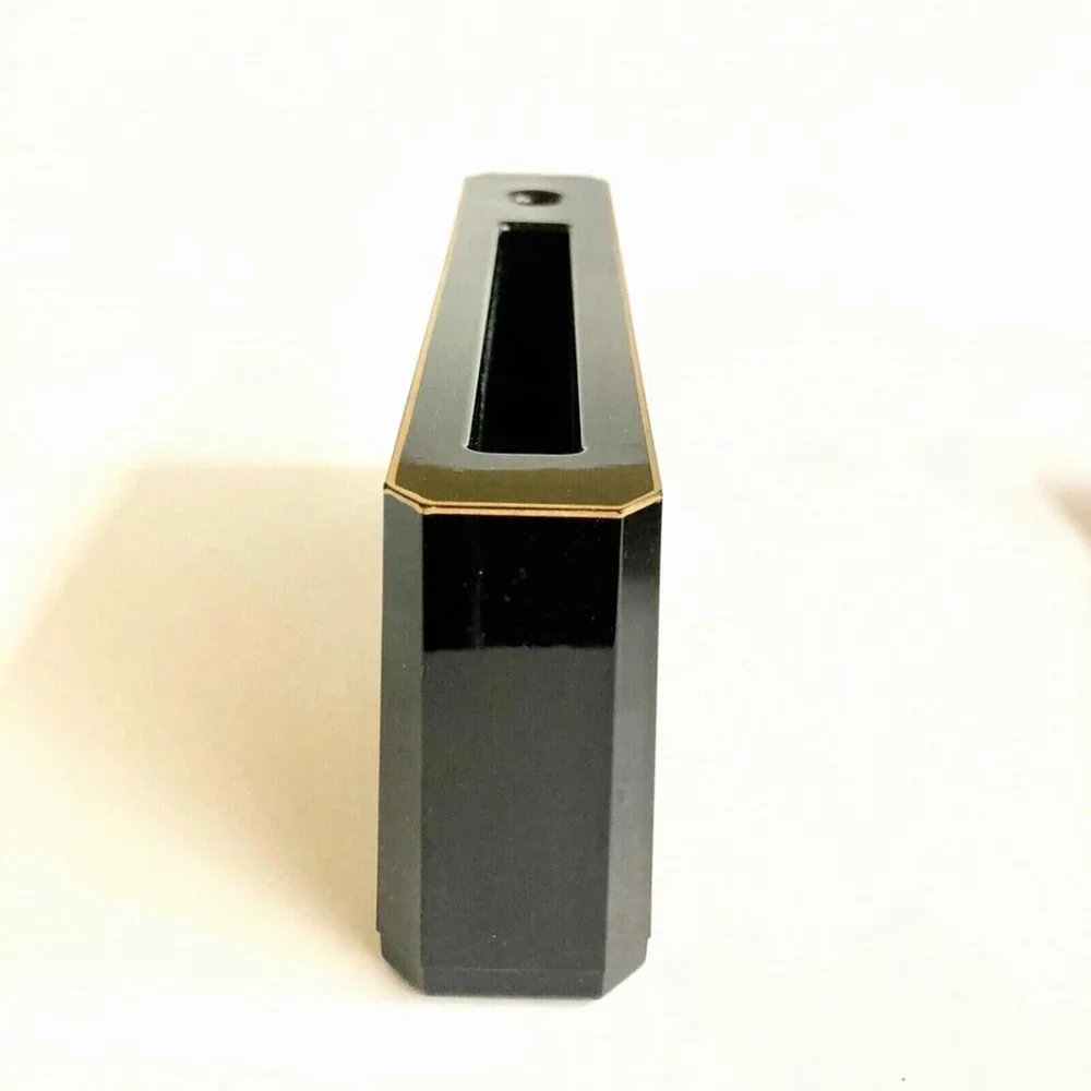 Vintage Otagiri Black Lacquer Peony Flower Pen Pencil Paper Holder Desk Set